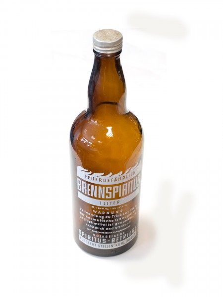 Vintage Brennspiritusflasche 1 l leer , mit Aufdruck und Deckel Volkseigene Spiritus Betriebe