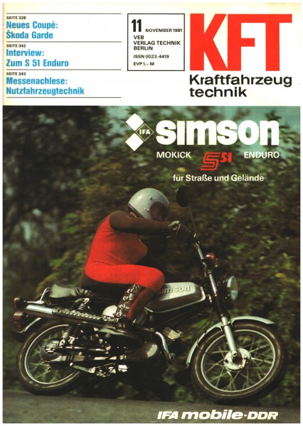 DDR KFT 11 /1981 Kraftfahrzeugtechnik S51 Enduro